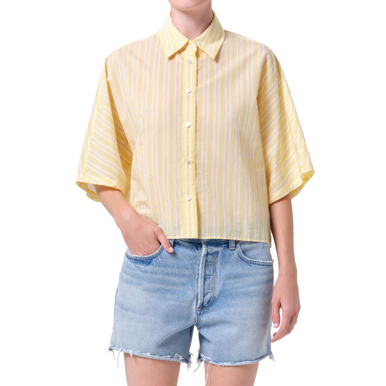 Merrin Short Sleeve Striped Button-Up Shirt image number null