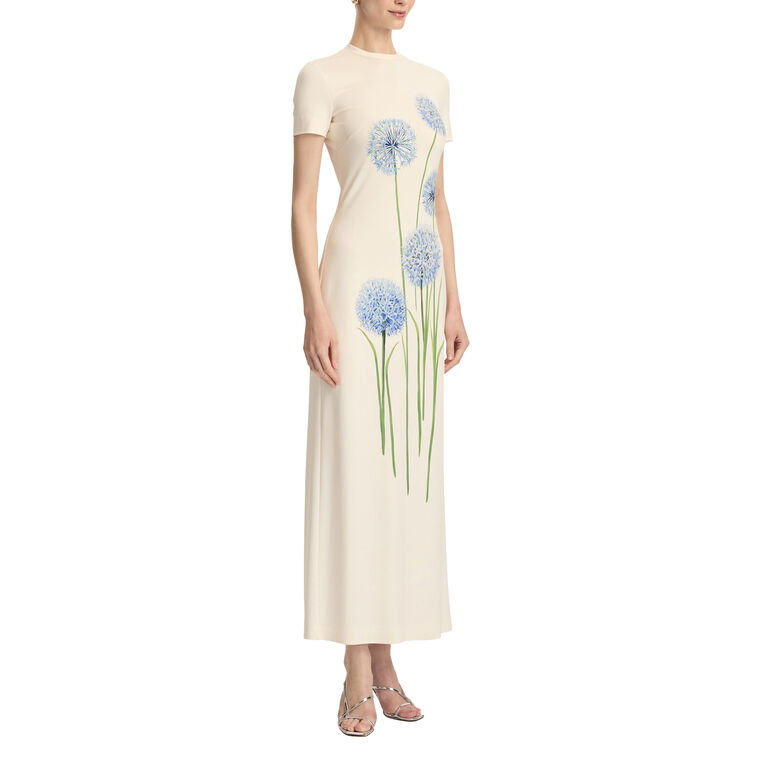 Allium Print Short Sleeve Jersey Maxi Dress image number null