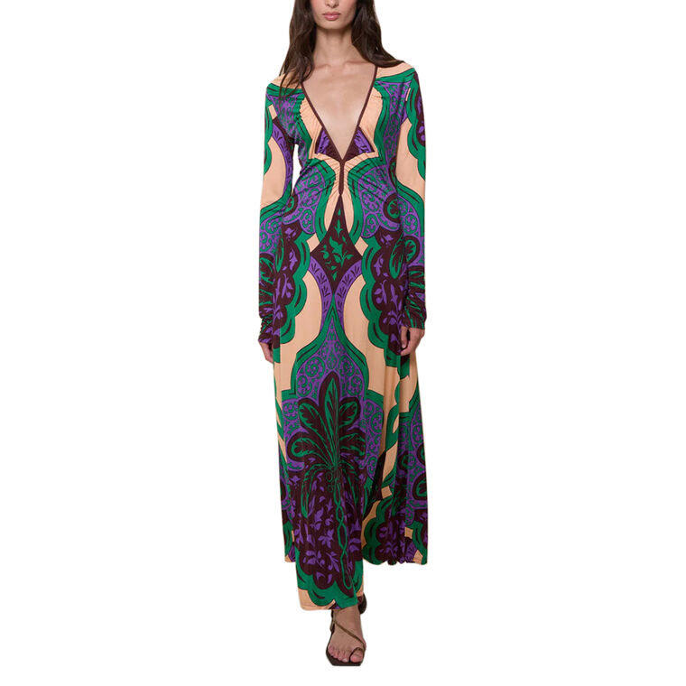 Glazed Illusion Reverisible Long Sleeve Ankle Dress image number null