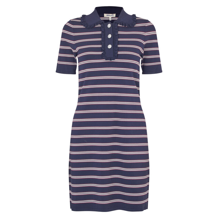 Cata Stripe Short Sleeve Polo Mini Dress image number null