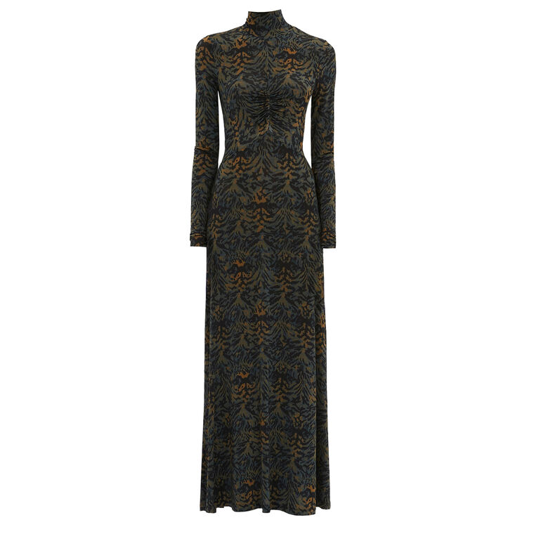 Koa Jersey Ruched Front Turtleneck Dress image number null