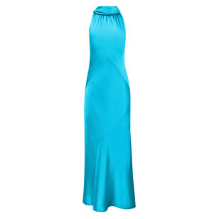 Hammered Satin Halter Neck Gown