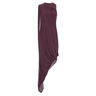 Asymmetric Drape Georgette Midi Dress