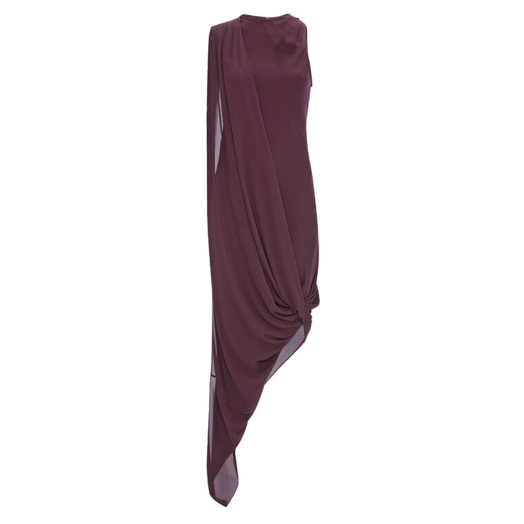 Asymmetric Drape Georgette Midi Dress image number null