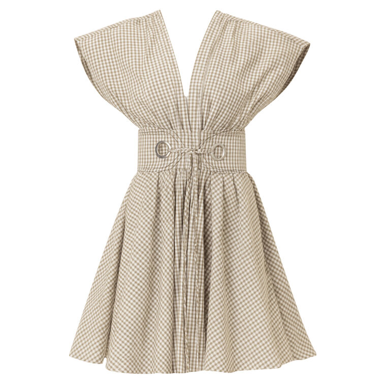 Alizee Short Sleeve Belted Gingham Mini Dress image number null