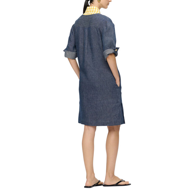 Nadege Short Sleeve Linen Mini Dress image number null