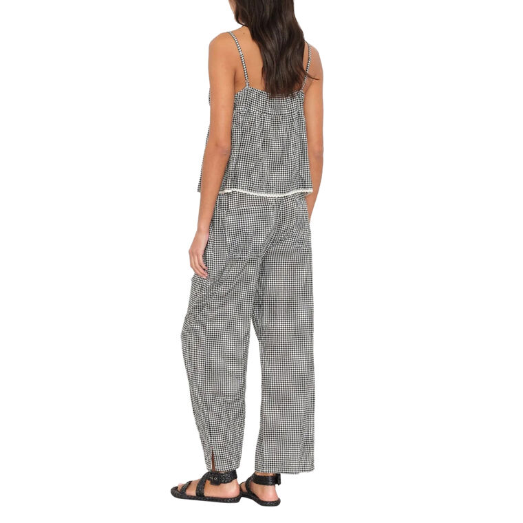 Olson Cropped Wide-Leg Gingham Pant image number null