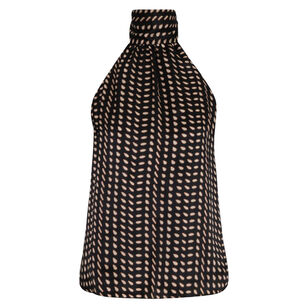 Magdalena Sleeveless Halterneck Satin Silk Blouse