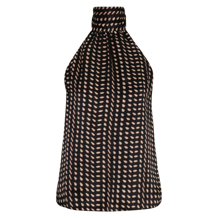 Magdalena Sleeveless Halterneck Satin Silk Blouse image number null