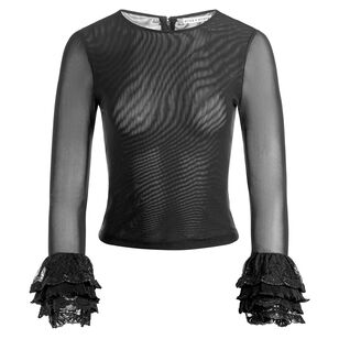 Delaina Long Sleeve Crop Top With Ruffle Cuff