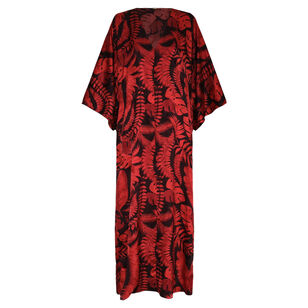 Mercedes Silk Jacquard V-Neck Maxi Tunic