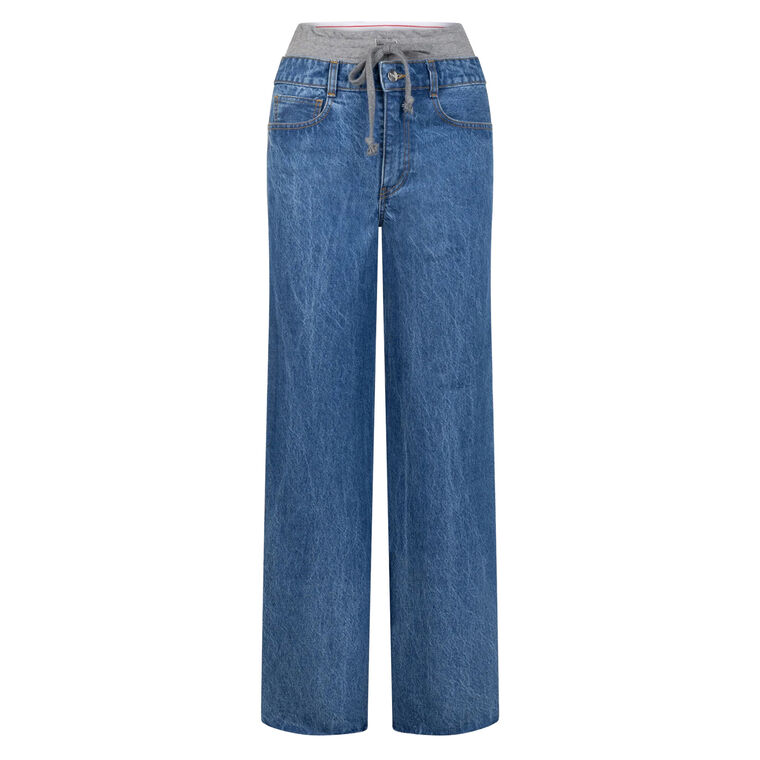 Denim Combo Sweatpants image number null