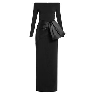 Kori Long Sleeve Satin-Detail Maxi Dress