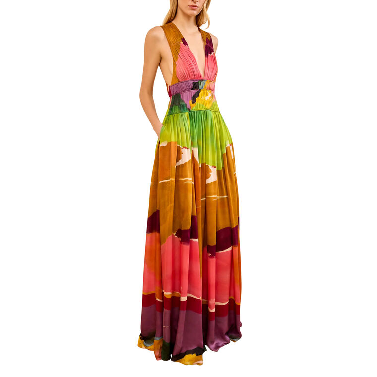 Boheme Sleeveless V-Neck Silk Gown image number null