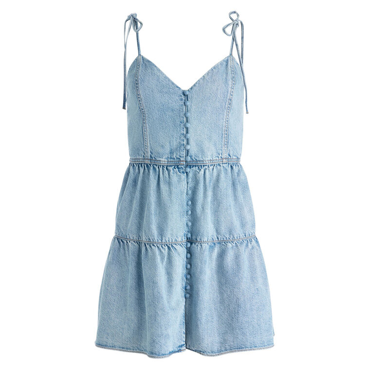 Shanti Sleeveless Button Front Denim Mini Dress image number null