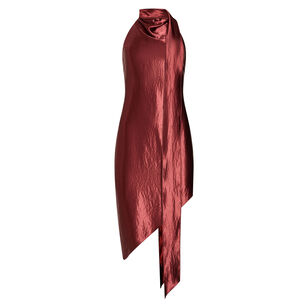 Vallani Sleeveless High Neck Asymmetrical Midi Dress