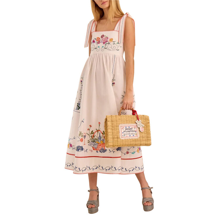 Stefy Embroidered Tie Strap Midi Dress image number null