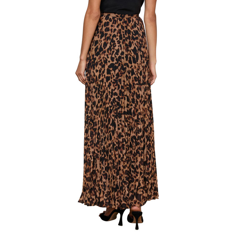 Torin Pleated Leopard Maxi Skirt image number null
