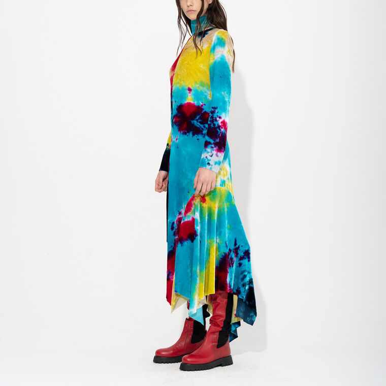 Tie Dye Velvet Long Sleeve Dress image number null