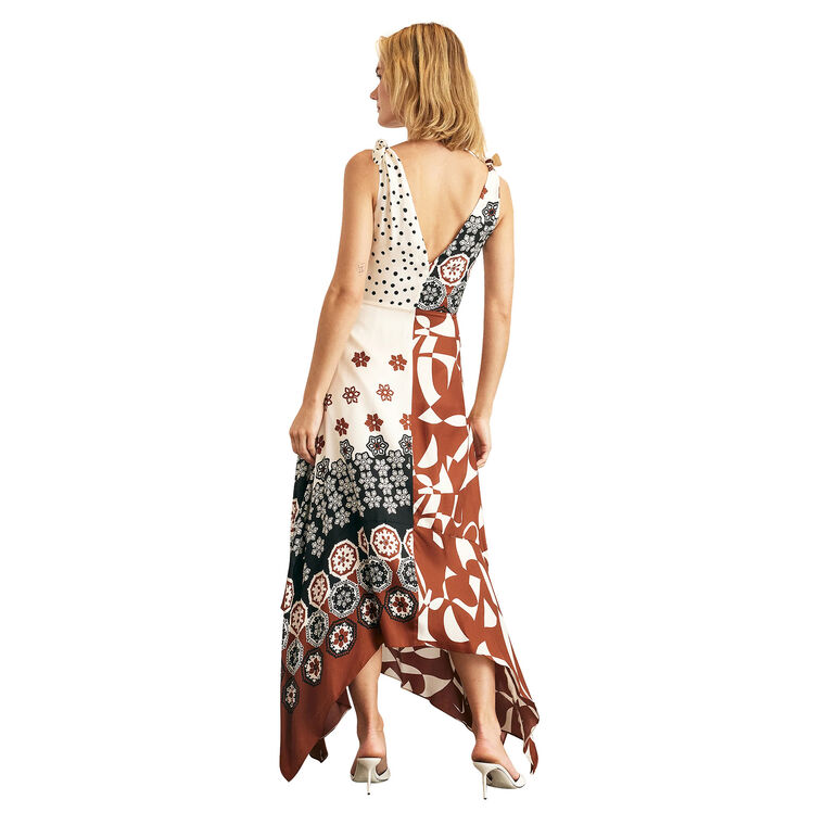 Mabel Sleeveless Hankerchief Hem Midi Dress image number null