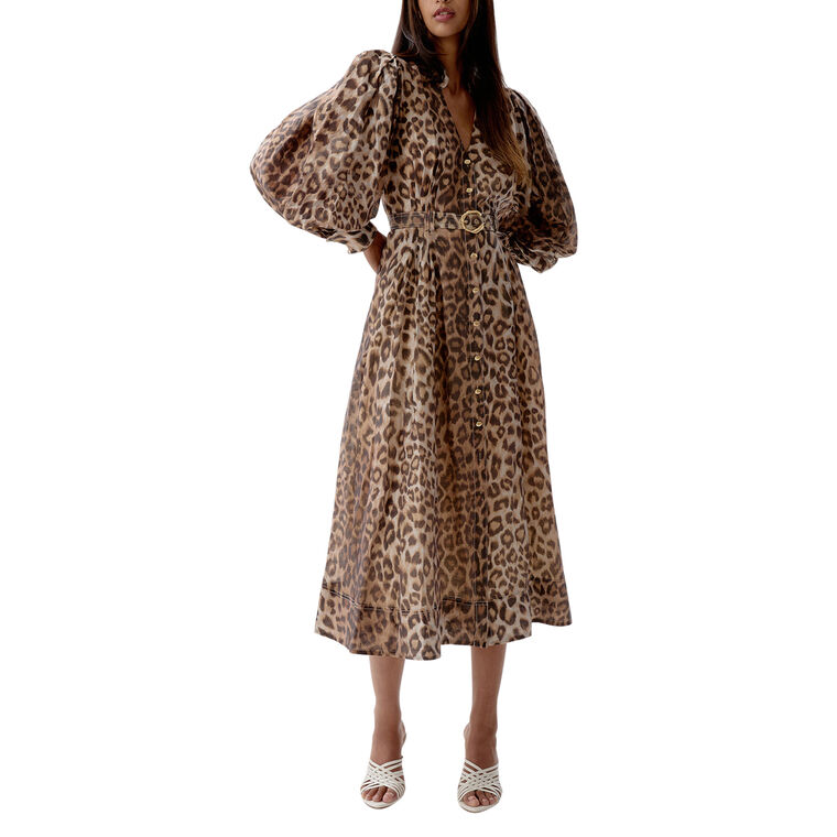 Isabella Long Sleeve Belted Midi Shirtdress image number null