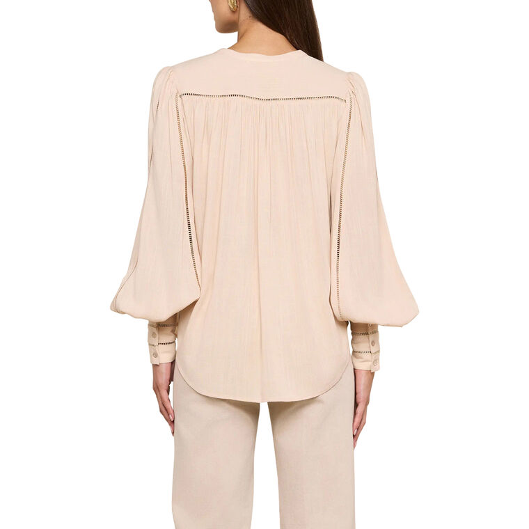 Kiera Long Sleeve Ladder Trim Blouse image number null