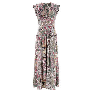 Tapestry Flowers Sleeveless Maxi Dress
