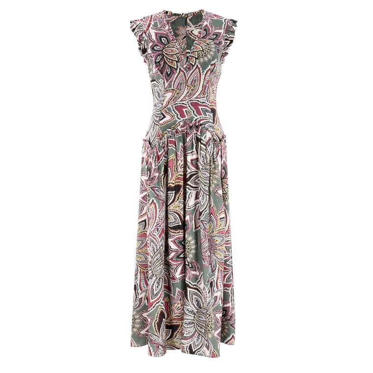 Tapestry Flowers Sleeveless Maxi Dress image number null