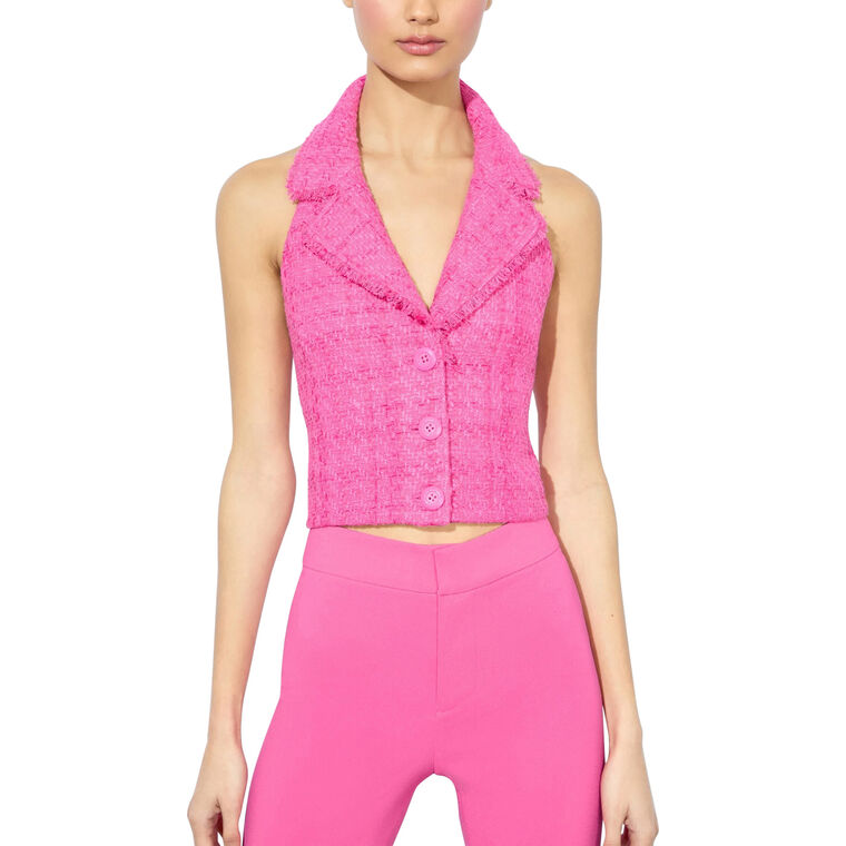 Meri Tweed Cropped Halter Vest image number null