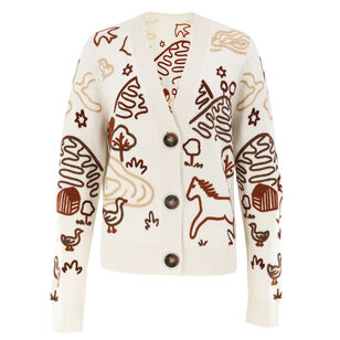 Long Sleeve Countryside Cornelli Buttoned Knit Cardigan