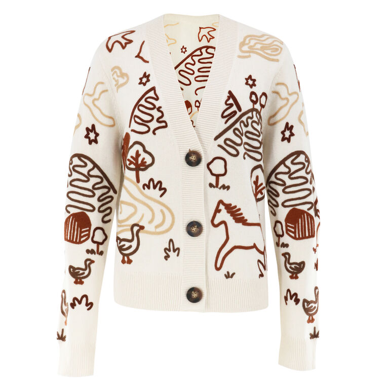 Long Sleeve Countryside Cornelli Buttoned Knit Cardigan image number null