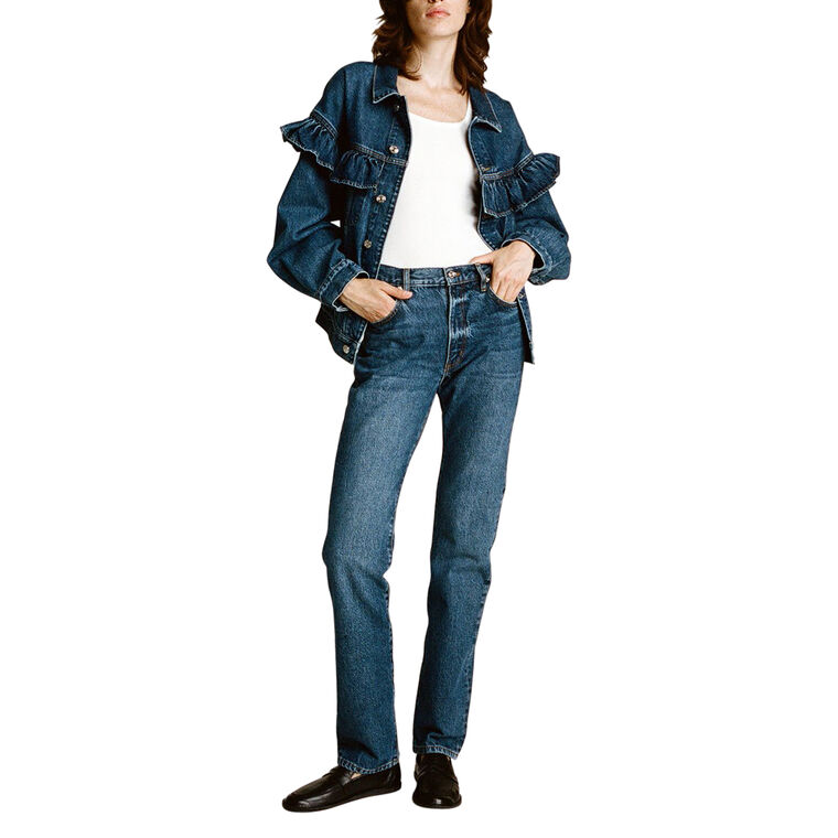 The Ruffle Denim Jacket image number null