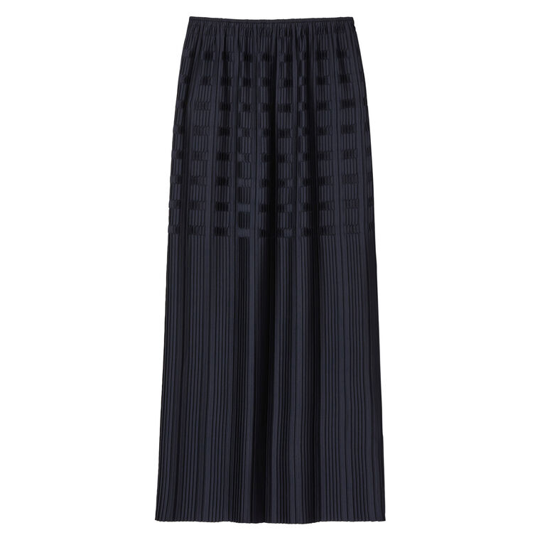 Recycled Satin Basketweave Plisse Midi Skirt image number null