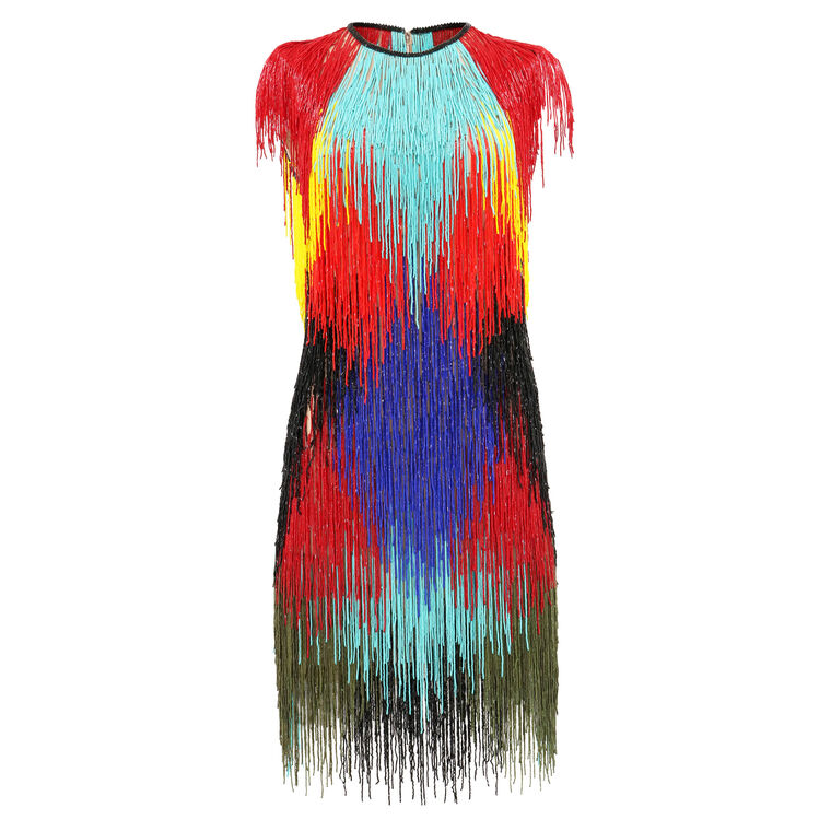 Bead-Embellished Multi Fringe Cocktail Dress image number null