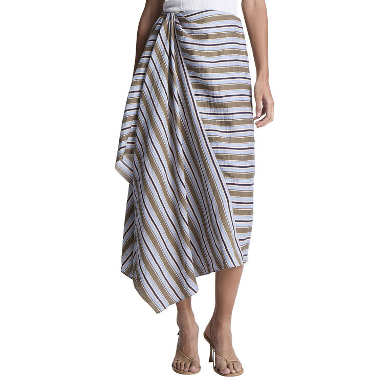 Lota Striped Linen Midi Skirt image number null