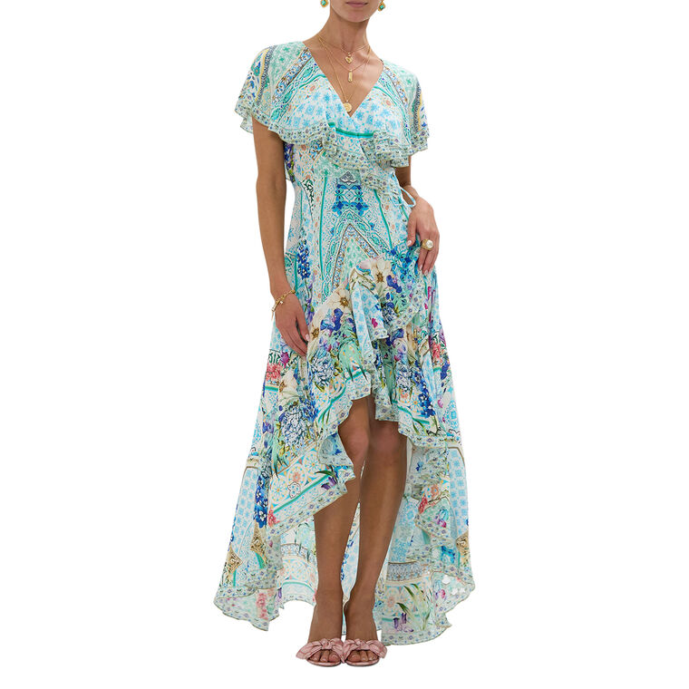 Frill Sleeve High-Low Maxi Dress image number null