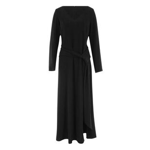 Matte Crepe V-Neck Long Sleeve Dress