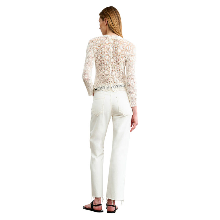 Gibson Mock Neck Crochet Sweater image number null