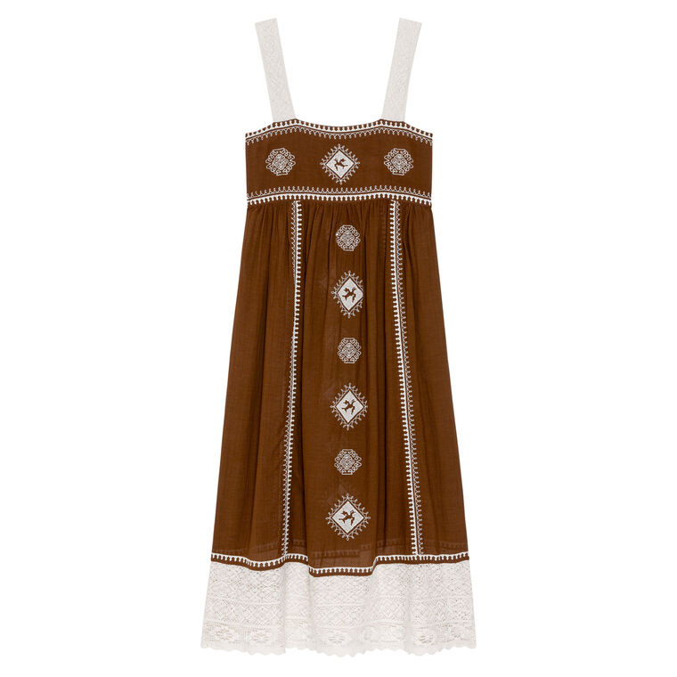 The Sparrow Sleeveless Lace Detail Midi Dress image number null
