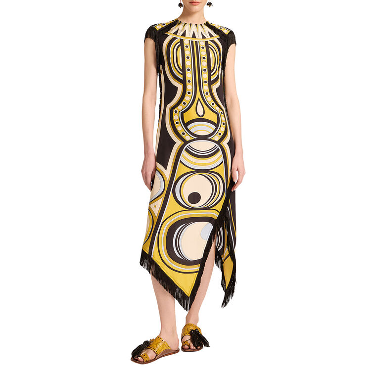 Cap Sleeve Midi Scarf Dress image number null