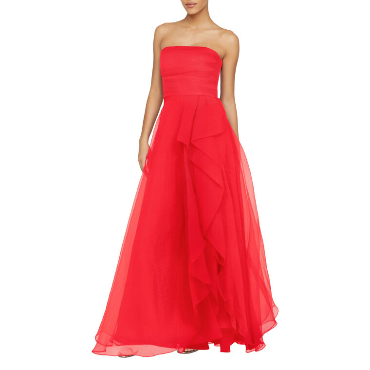 Theresa Strapless Draped Organza Gown image number null