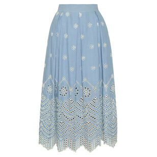 Aggie Eyelet-Detail Midi Skirt