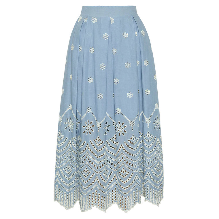 Aggie Eyelet-Detail Midi Skirt image number null