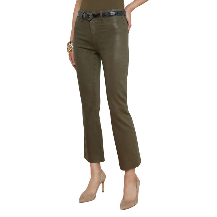 Kendra Coated High Rise Cropped Flare Jean image number null