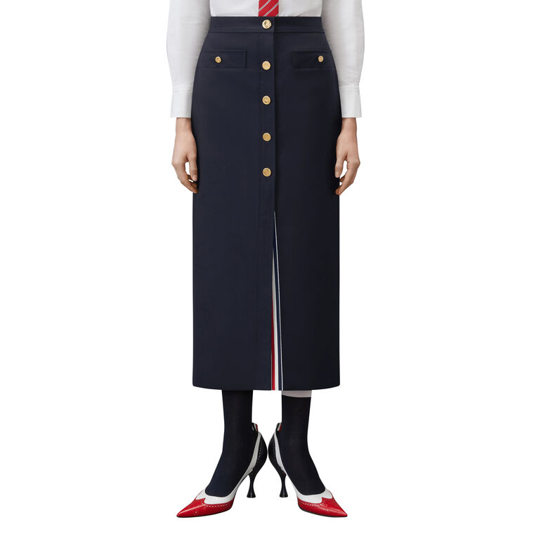 Hopsack Suiting Button Front Skirt image number null
