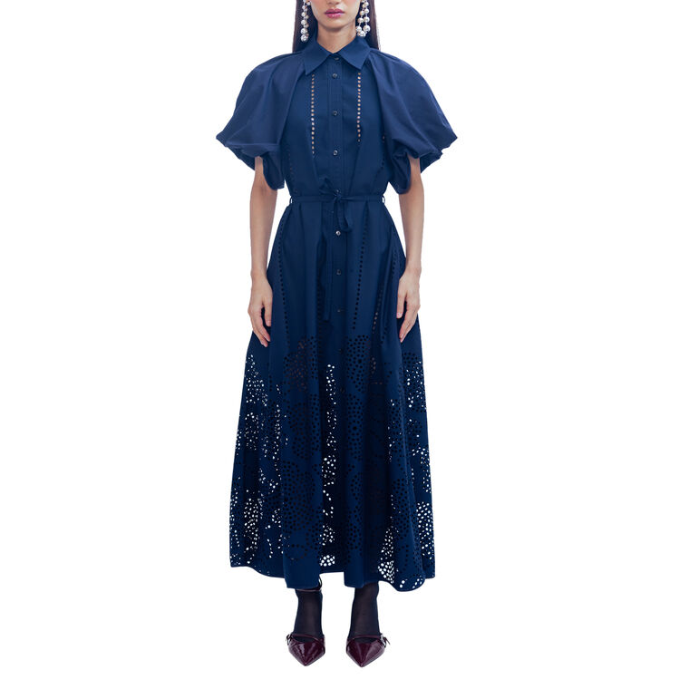 Simone Puff Sleeve Belted Midi Dress image number null