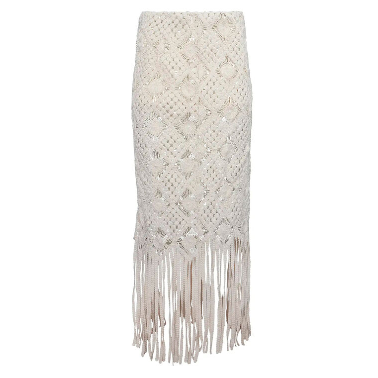 Rivington Macrame Fringe Trim Midi Skirt image number null