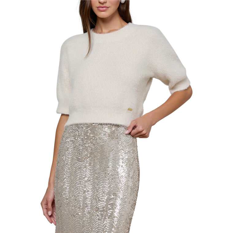 Guinevere Short Sleeve Cropped Crewneck Sweater image number null
