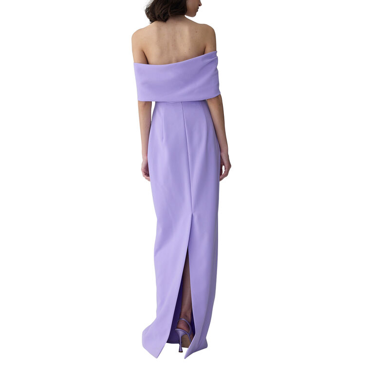 Sofia Draped Off Shoulder Column Gown image number null