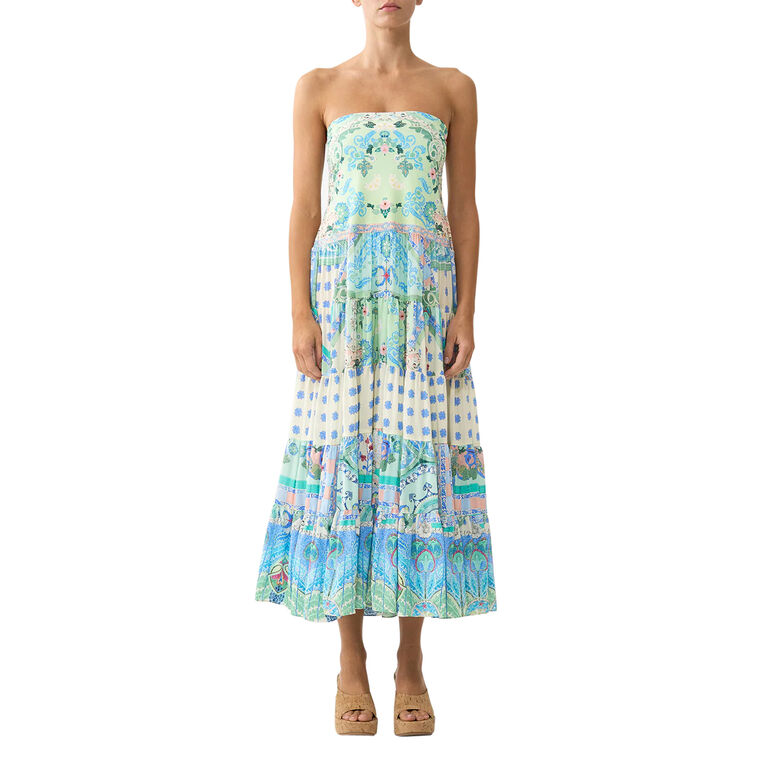 Jersey Spliced Tiered Maxi Skirt image number null